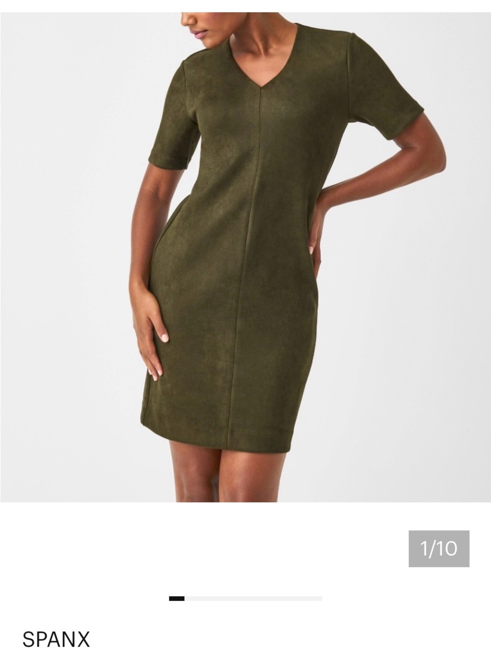 Spanx Olive Green Short Sleeve faux suede Dress - S